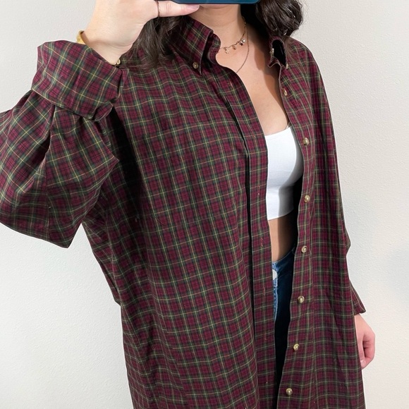 Red and green button down shirt - Picture 2 of 3